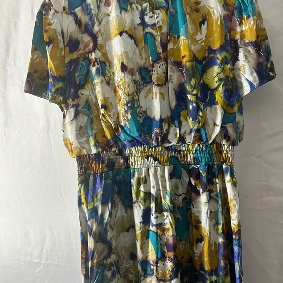 Nicole Miller Floral Maxi Dress in Blue, Teal & Gold - Picture 12 of 12